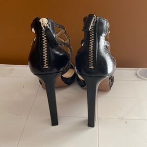 Black Nine West Sandals with Gold Studs-worn once